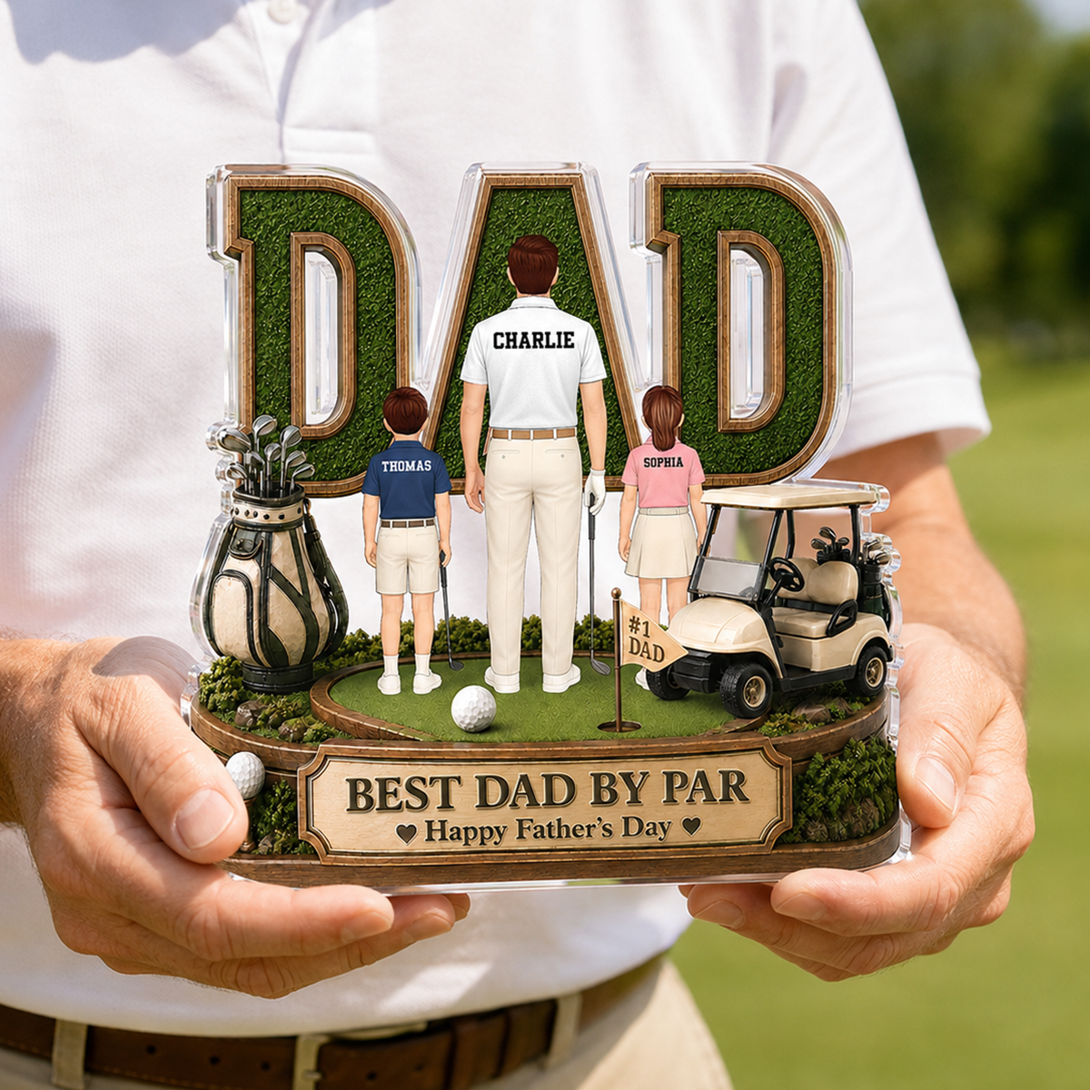 Above Par In Every Way Golfer Dad - Personalized Acrylic Block Plaque -  Gift For Dad, Husband