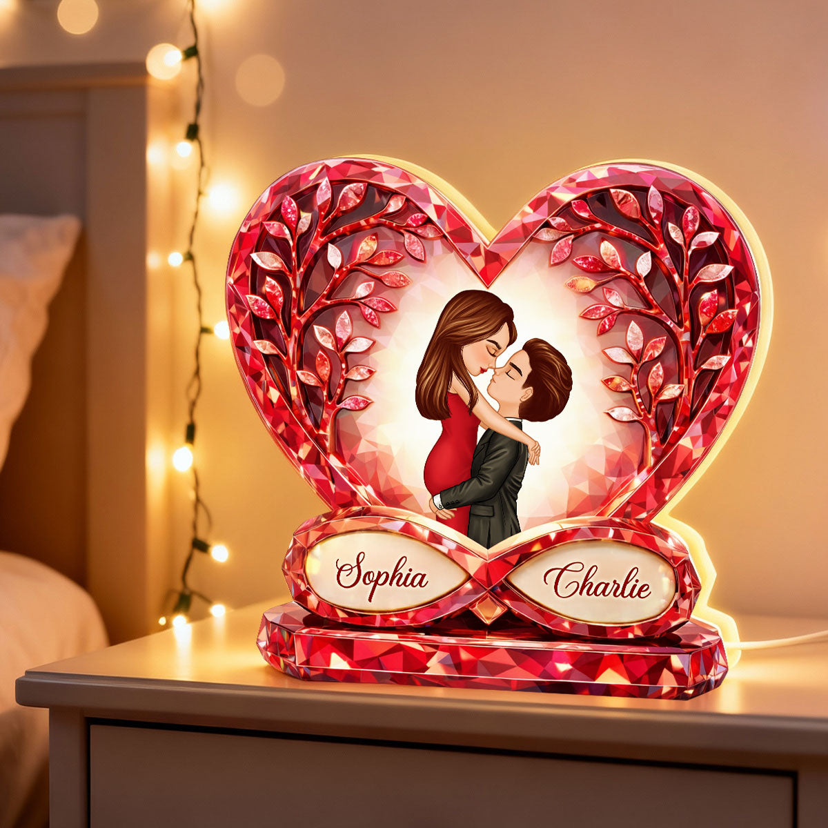 Romantic Couple Infinity Heart Love - Personalized Light Box - Anniversary, Valentine's Day Gift, Gift For Him, Gift For Her