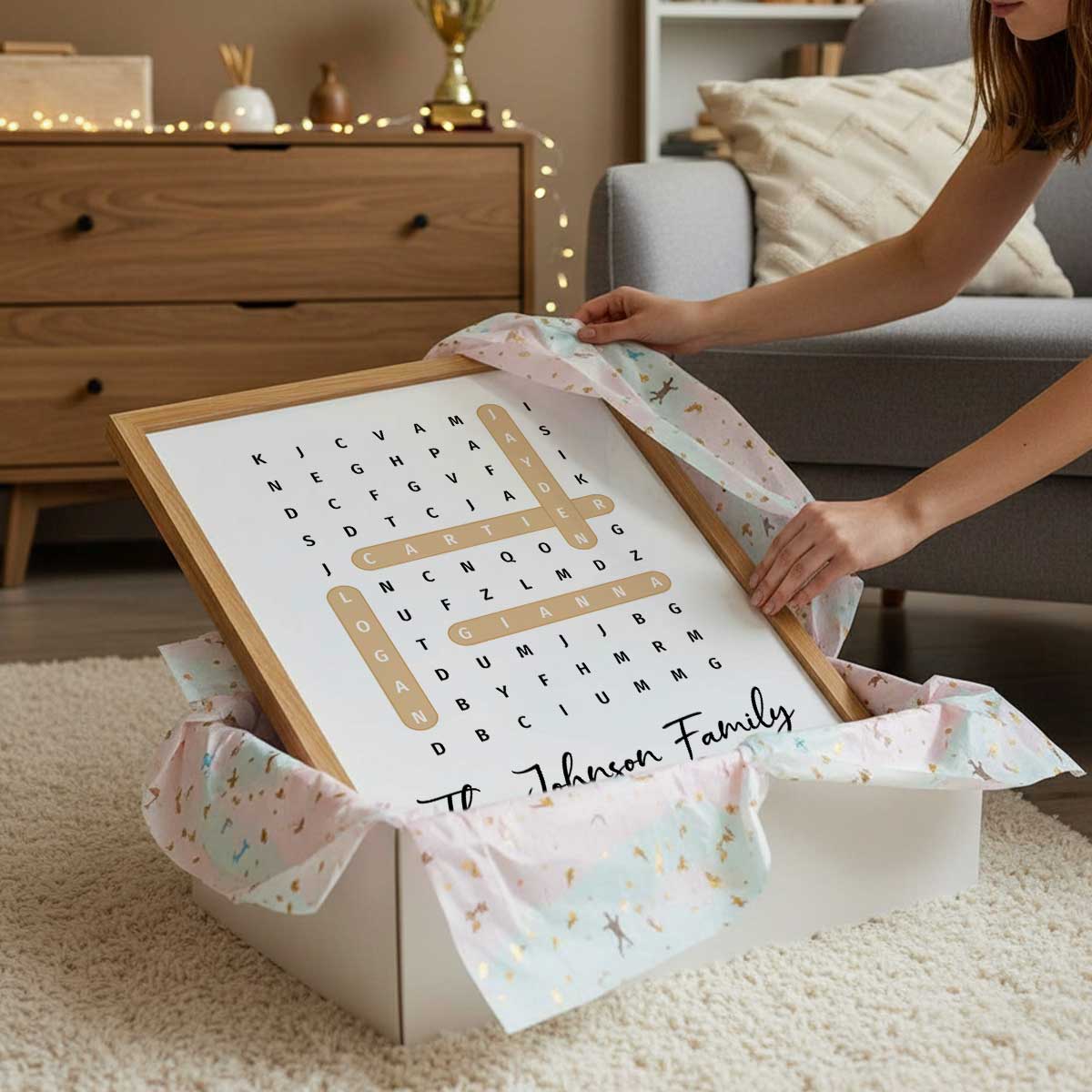 Family Name Word Search Puzzle Created In A Moment, Treasured Forever - Personalized Poster