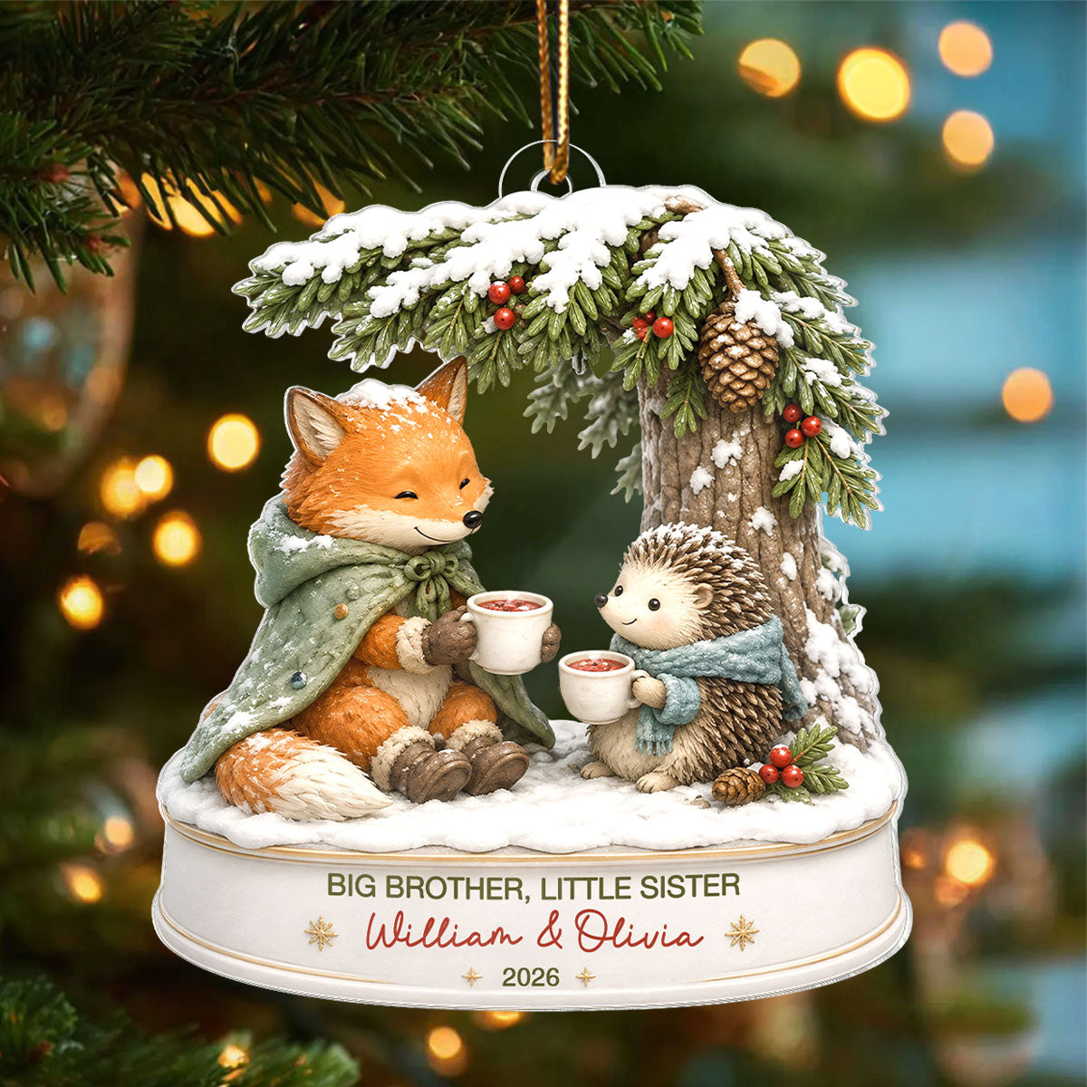 Big Brother Sister Little Kid - Personalized Acrylic Ornament - Christmas Keepsake