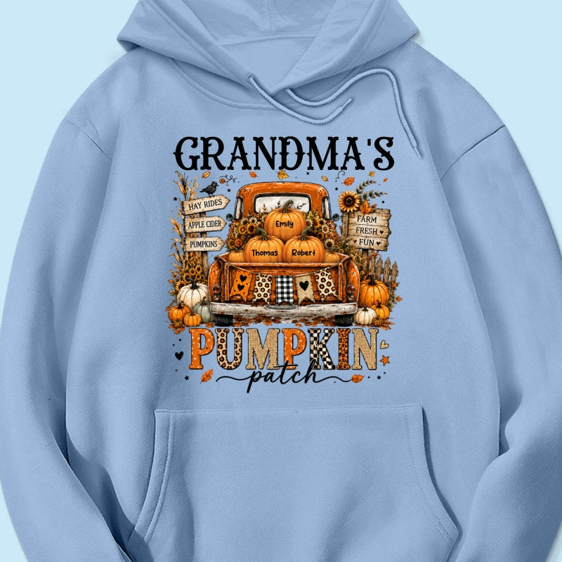 Fall Season Halloween Grandma Pumpkin Patch Truck - Personalized Shirt - Fall Halloween Shirt For Grandma