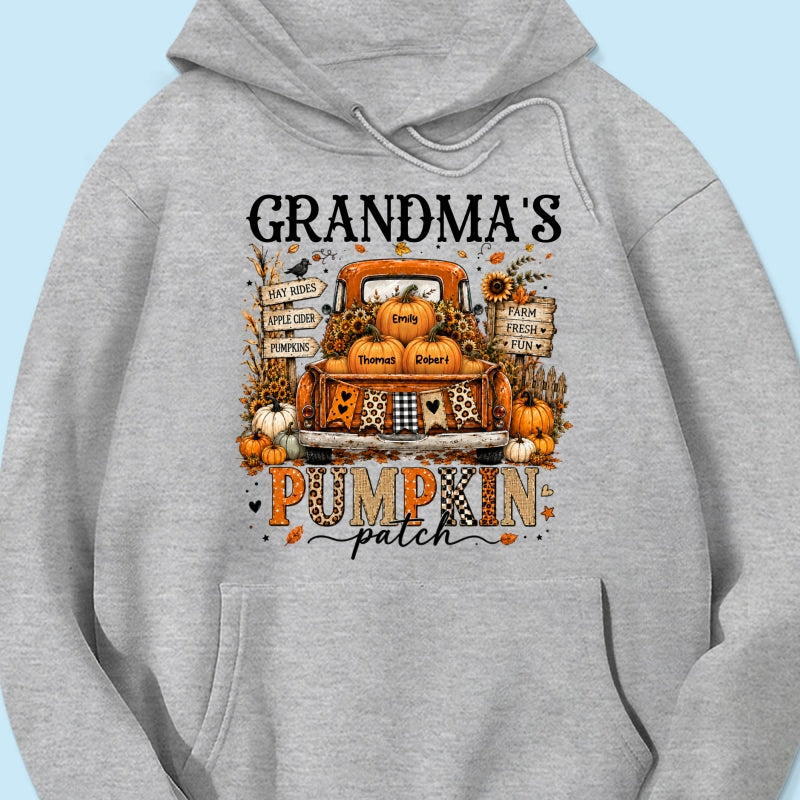 Fall Season Halloween Grandma Pumpkin Patch Truck - Personalized Shirt - Fall Halloween Shirt For Grandma