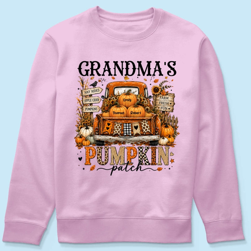 Fall Season Halloween Grandma Pumpkin Patch Truck - Personalized Shirt - Fall Halloween Shirt For Grandma