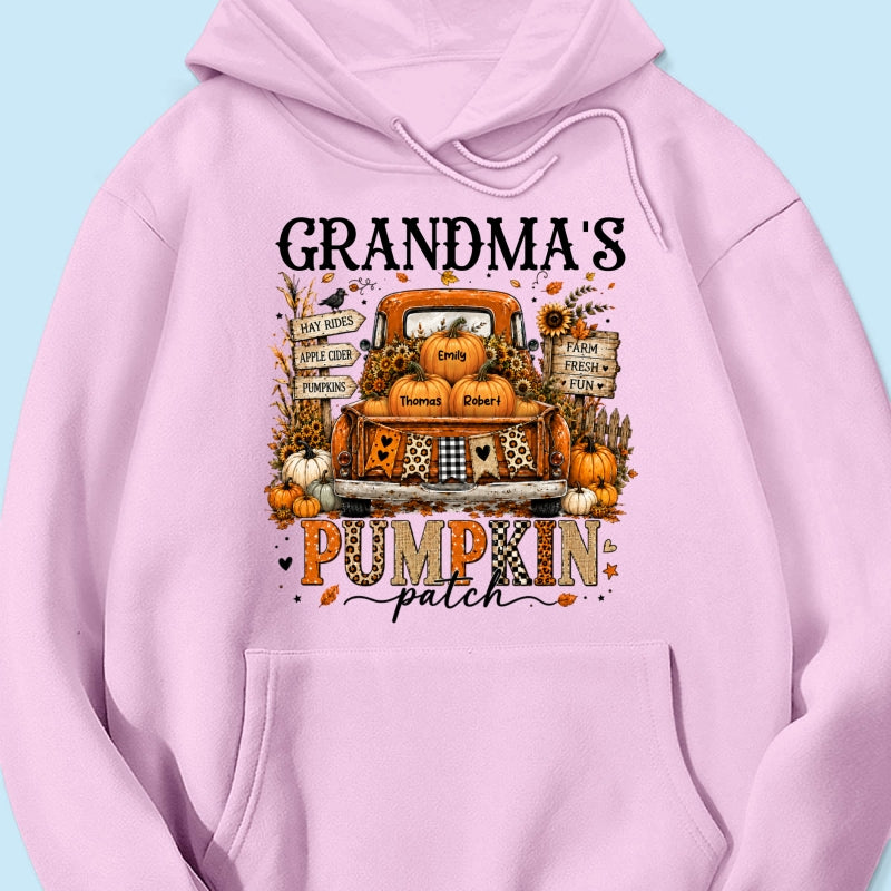 Fall Season Halloween Grandma Pumpkin Patch Truck - Personalized Shirt - Fall Halloween Shirt For Grandma