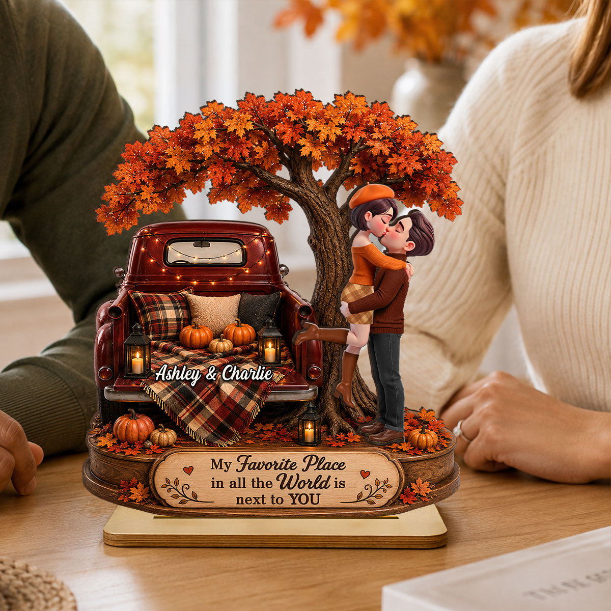 My Favorite Place in All the World is Next to You - Personalized 2-Layered Wooden Plaque - Heartfelt Gift for Him, for Her