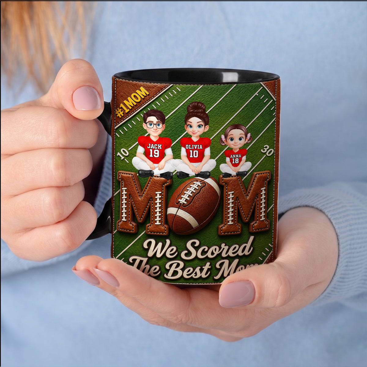 We Scored the Best Football Mom - Personalized Mug - Mother's Day Gift for Mom, Wife