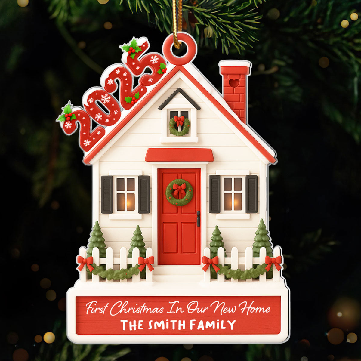 Family First Christmas In Our New Home - Personalized Acrylic Ornament - Unique Christmas Gift For Family