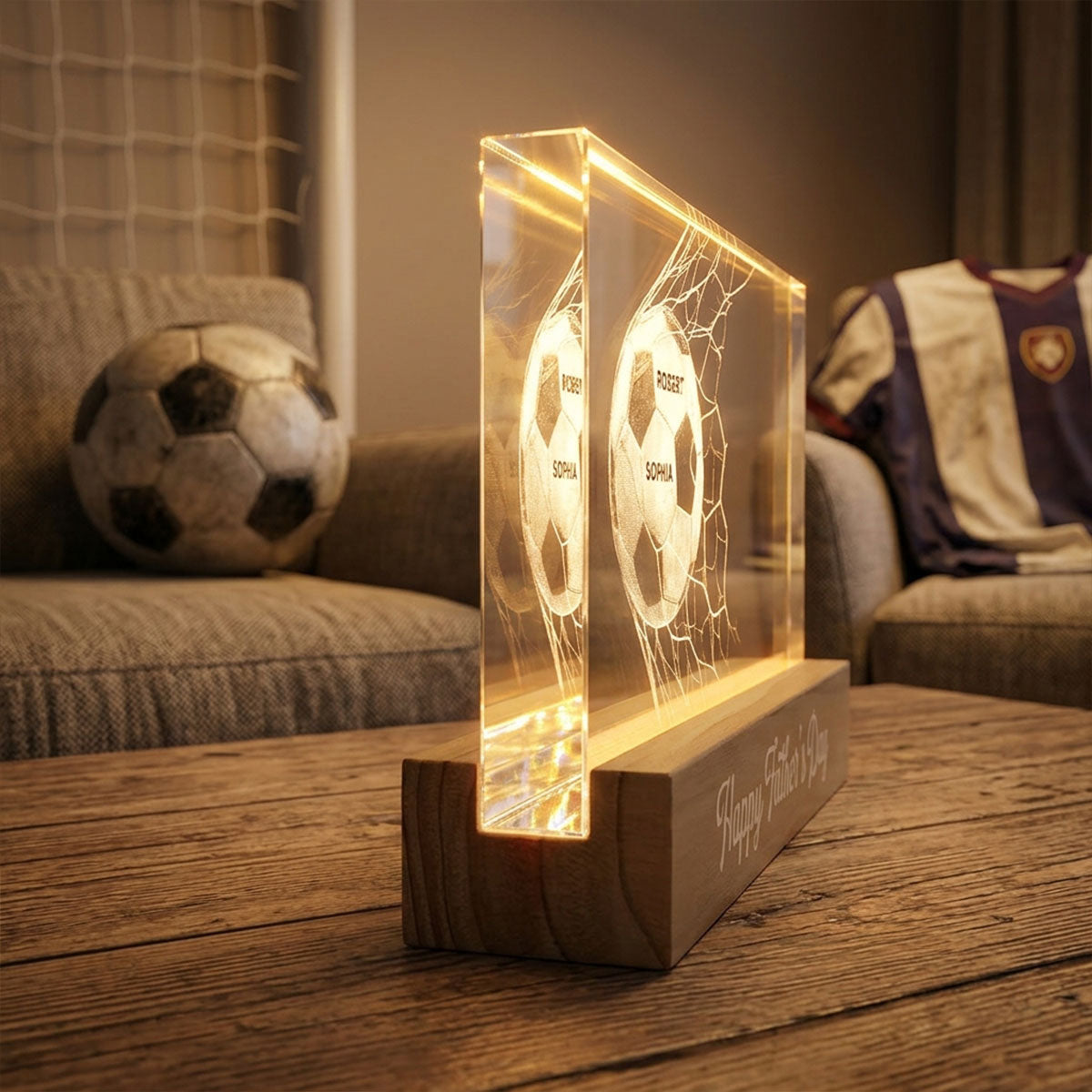 We Scored The Best Dad Mom - Personalized Acrylic Block LED Night Light - Father's Day Gift For Soccer Dad