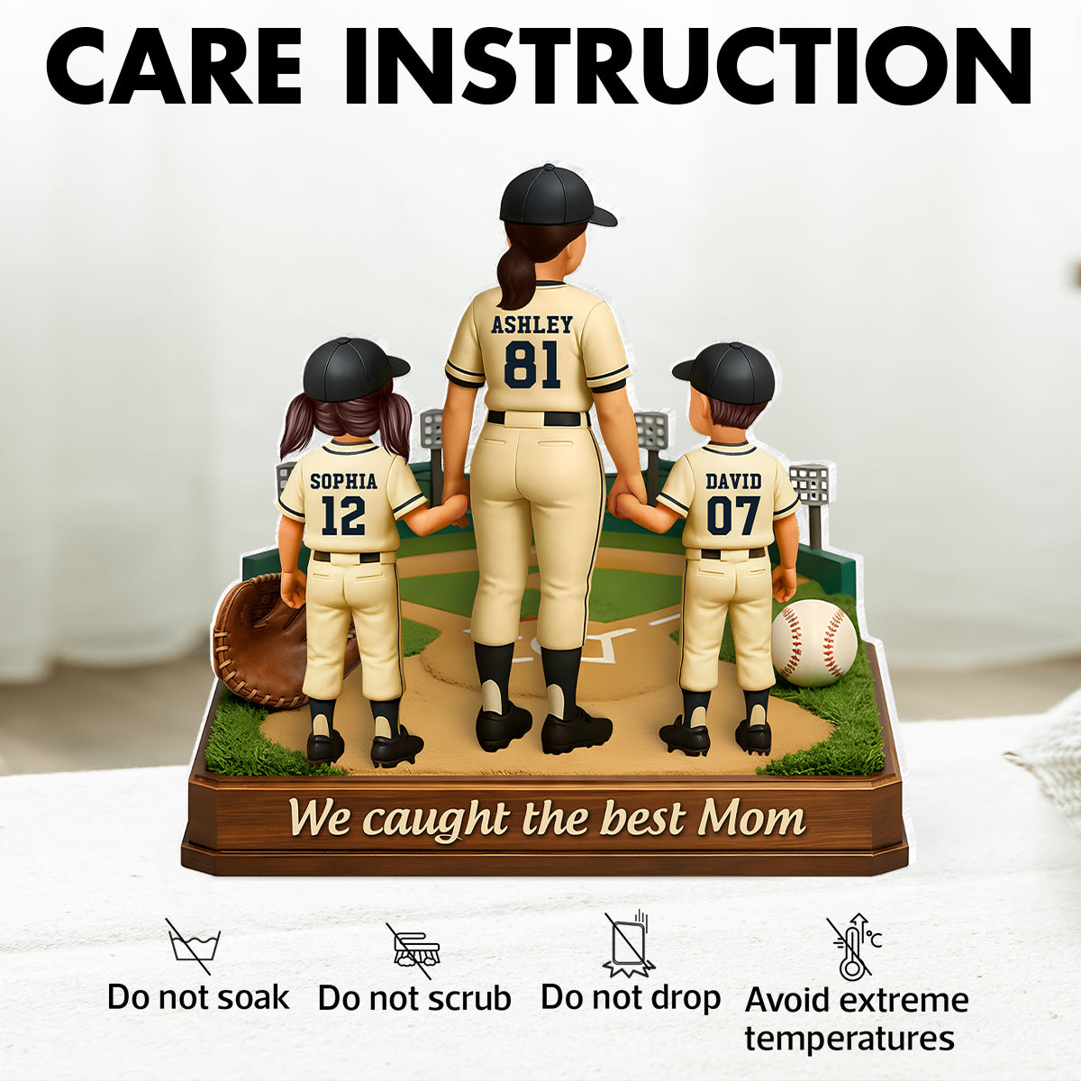 We Caught The Best Mom Baseball - Personalized Acrylic Block Plaque - Heartfelt Gift For Mom, Grandma