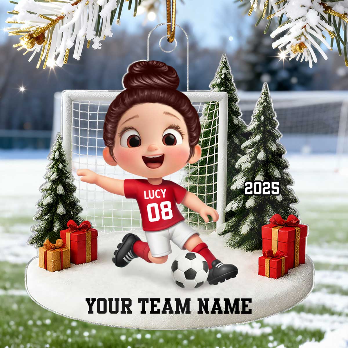 3D Effect Kid Soccer Player - Personalized Acrylic Ornament - Gift For Soccer Lovers, School Soccer Team
