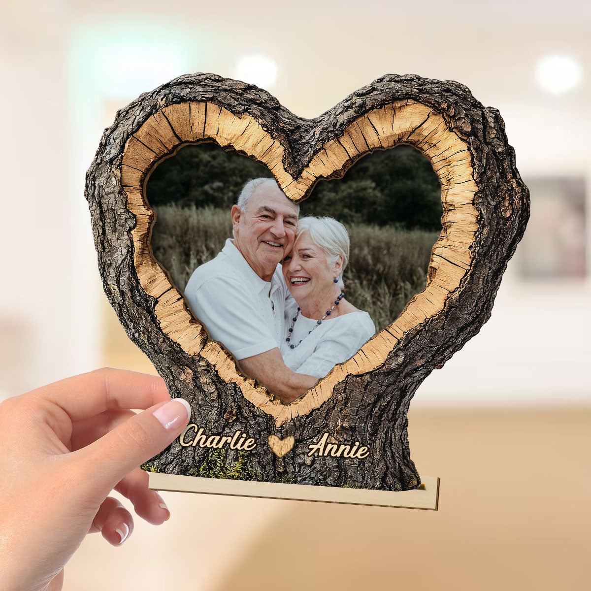 Couple Custom Photo In Heart Carved Tree 2D Flat - Personalized 2-Layered Wooden Plaque - Anniversary Gift, Valentine's Gift For Him, For Her
