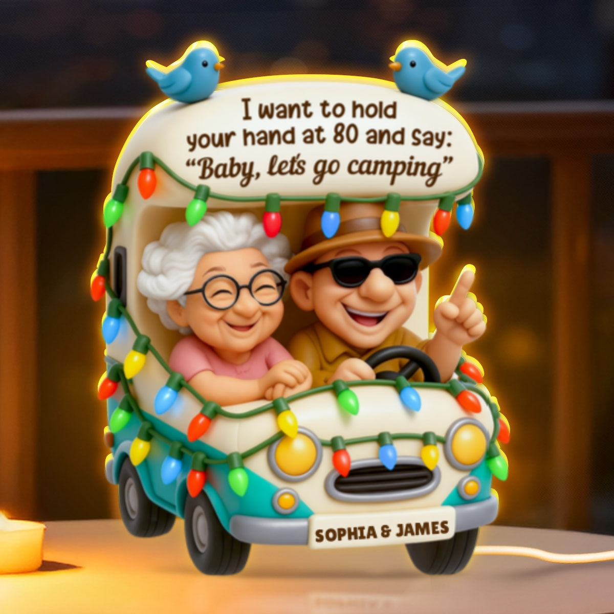 Baby Let's Go Camping Old Couple - Personalized Light Box - Gift For Him, Gift For Her, Gift For Couple