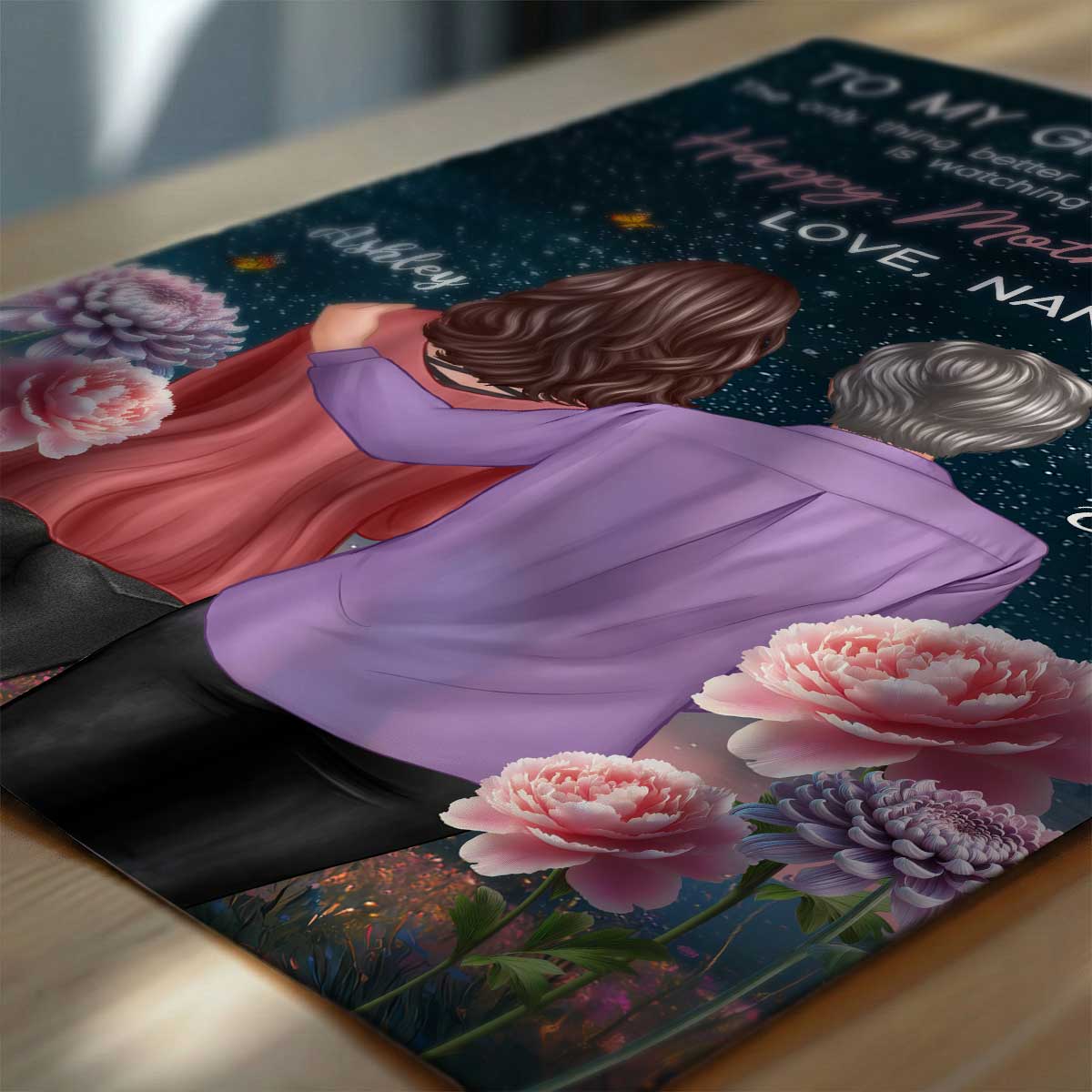 To My Granddaughter From Nanny Birth Month Flower Beautiful Hill At Night - Personalised Poster - Mother's Day Gift