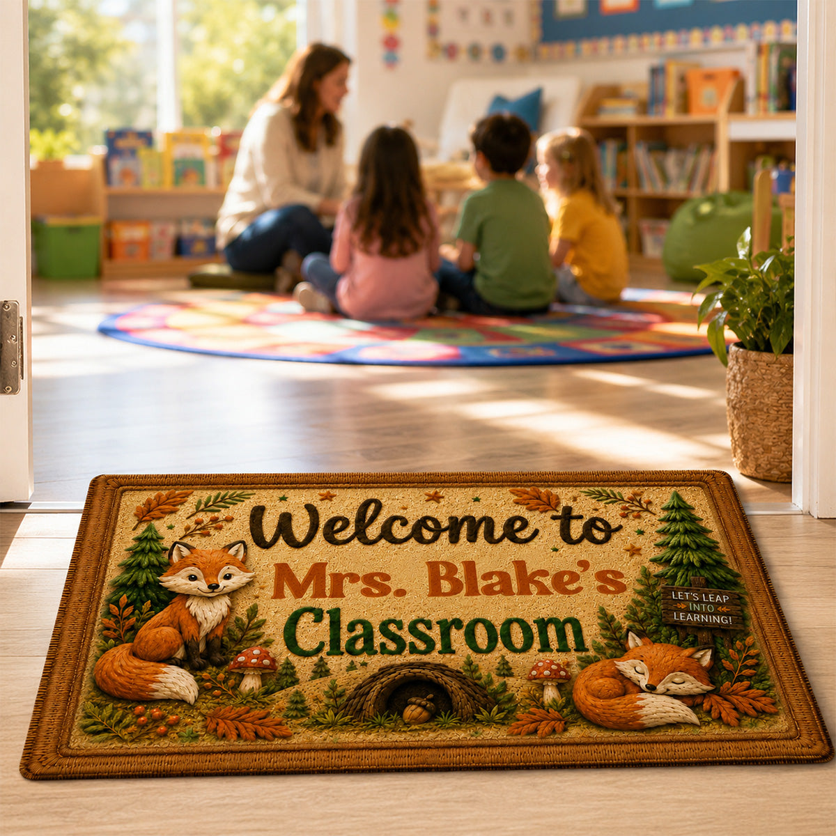 Woodland Animals Teacher Welcome - Personalized Doormat - Back To School Gift