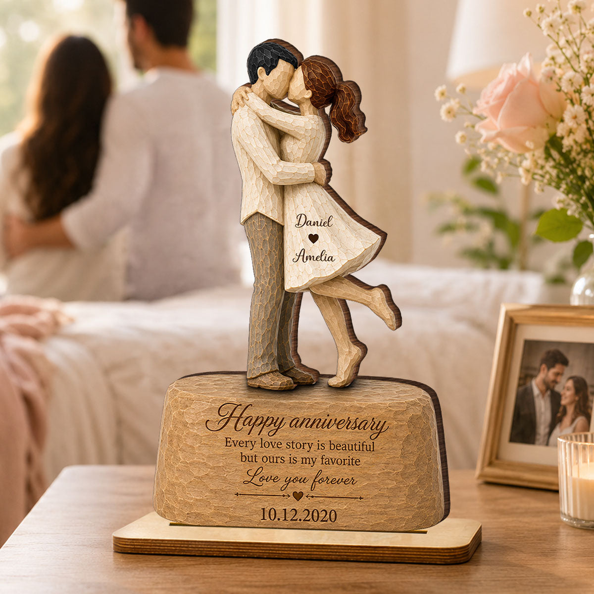 Our Love is Our Favorite - Personalized 2-Layered Wooden Plaque - Couple Heartfelt Anniversary Gift for Her, for Him