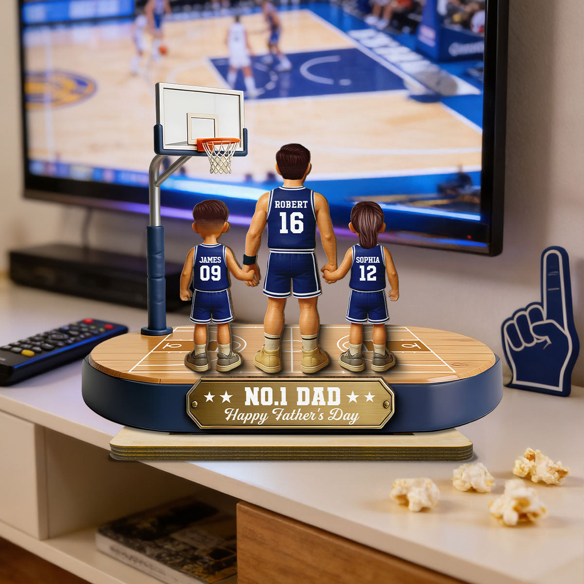 Daddy's Basketball Dream Team - Personalized 2-Layered Wooden Plaque -  Gift For Basketball Dad