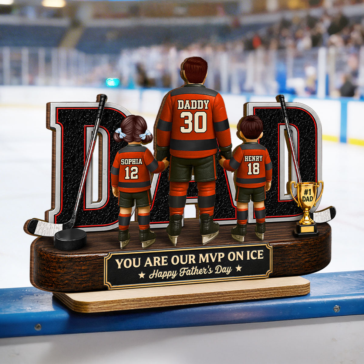 Hockey Dad Legend You Are Our MVP On Ice - Personalized 2-Layered Wooden Plaque -  Gift For Dad, Husband