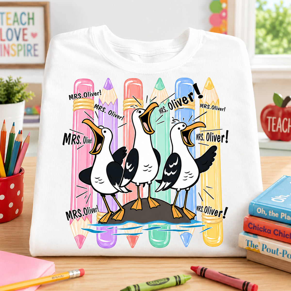 Funny Seagull Teacher - Personalized Shirt - Back to School Shirt for Teachers