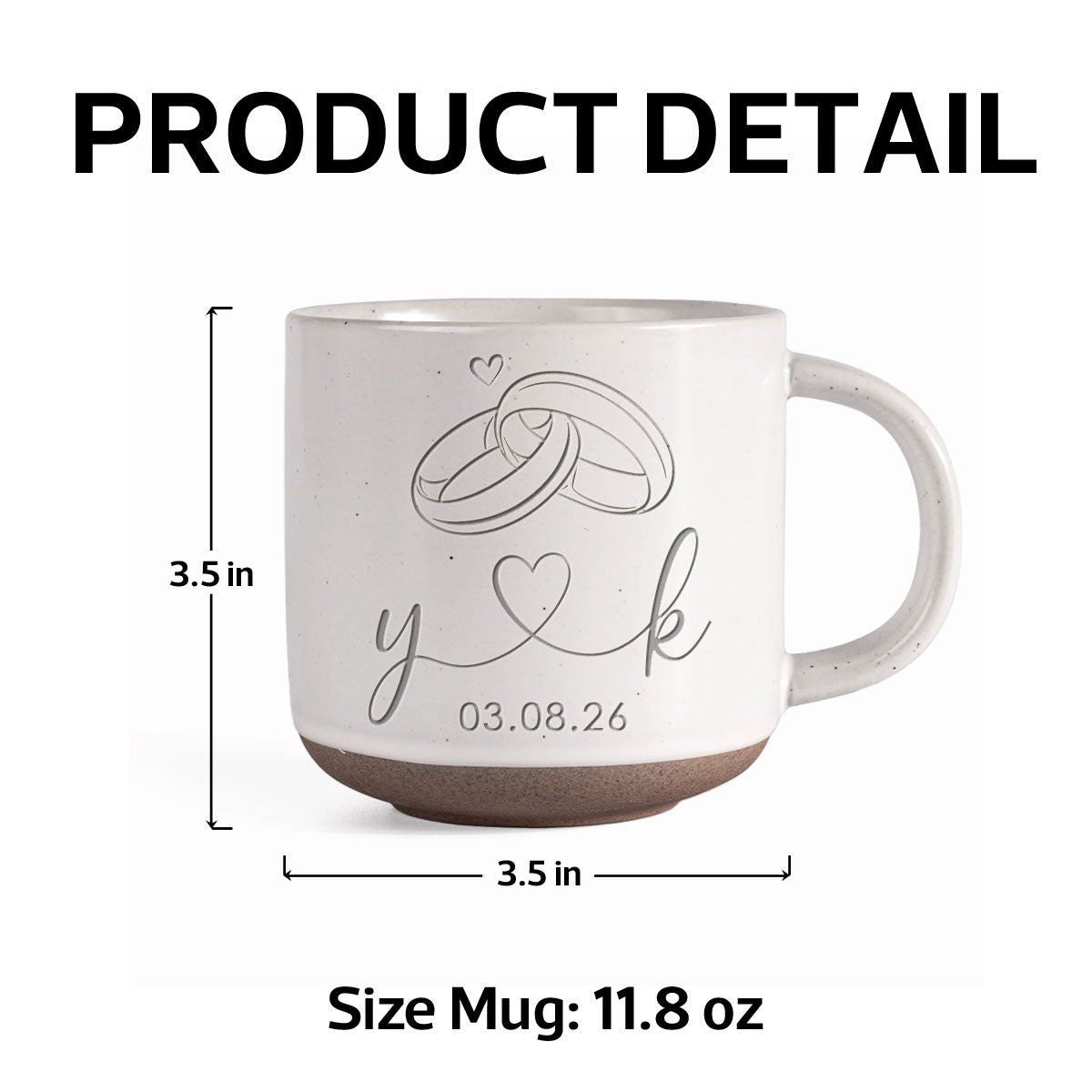 Rings Of Love - Personalized Pottery Mug - Anniversary, Engagement Gift For Couple