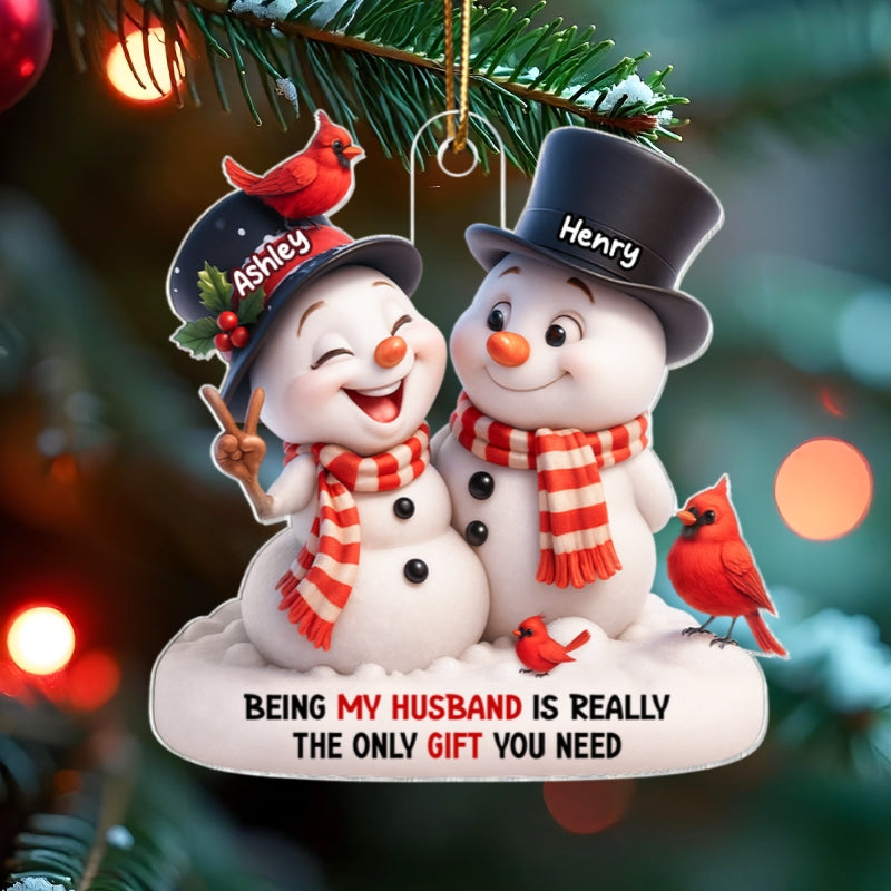 I Smile Because You're My Husband - Personalized Acrylic Ornament - Funny Christmas Gift for him, Gift for her