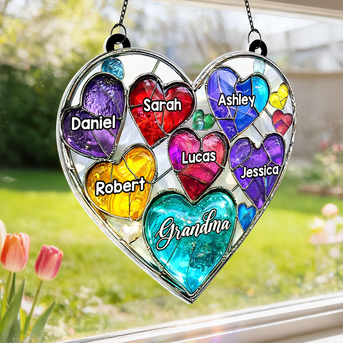 Grandma' Sweethearts - Personalized Suncatcher - Mother's Day Gift for Grandma, Mom, Wife