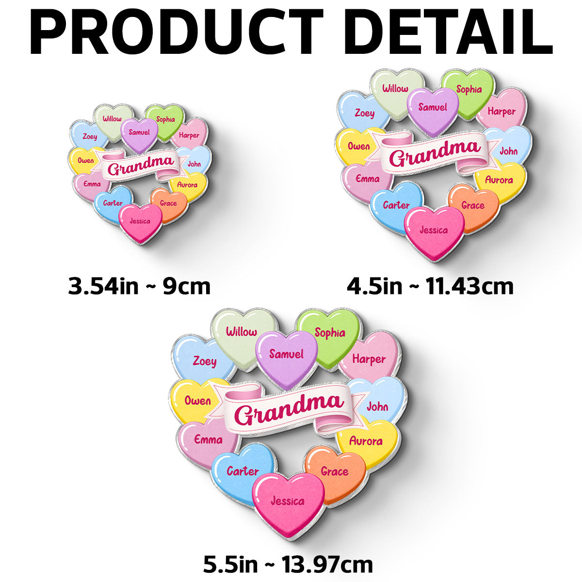 Grandma's Sweethearts Conversation Hearts Grandkids Names Valentine's Day - Personalized Acrylic Fridge Magnet