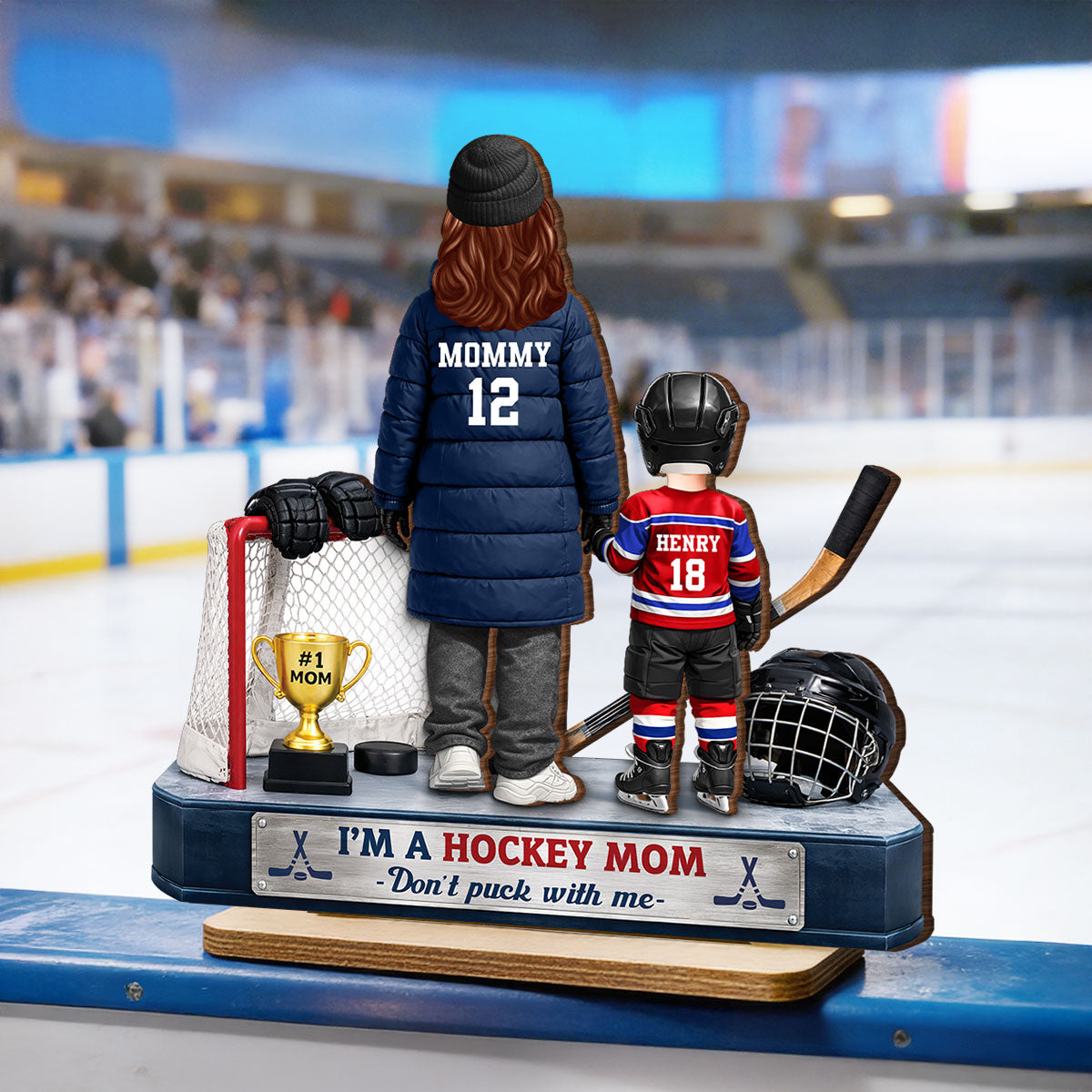 I'm A Hockey Mom And Kids - Personalized 2-Layered Wooden Plaque - Mother's Day Gift for Hockey Mom