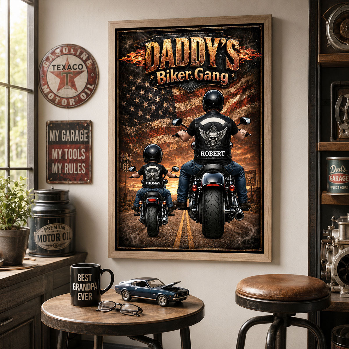 Daddy's Biker Gang - Personalized Poster - Father's Day Gift for Dad, Husband
