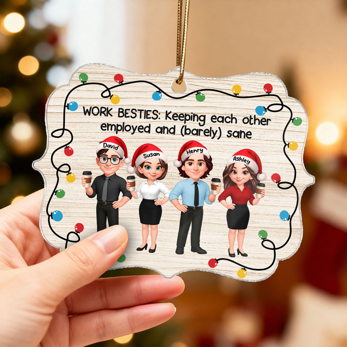 Work Besties Keeping Each Other Employed - Personalized Acrylic Ornament - Funny Gift For Work Besties, Colleagues