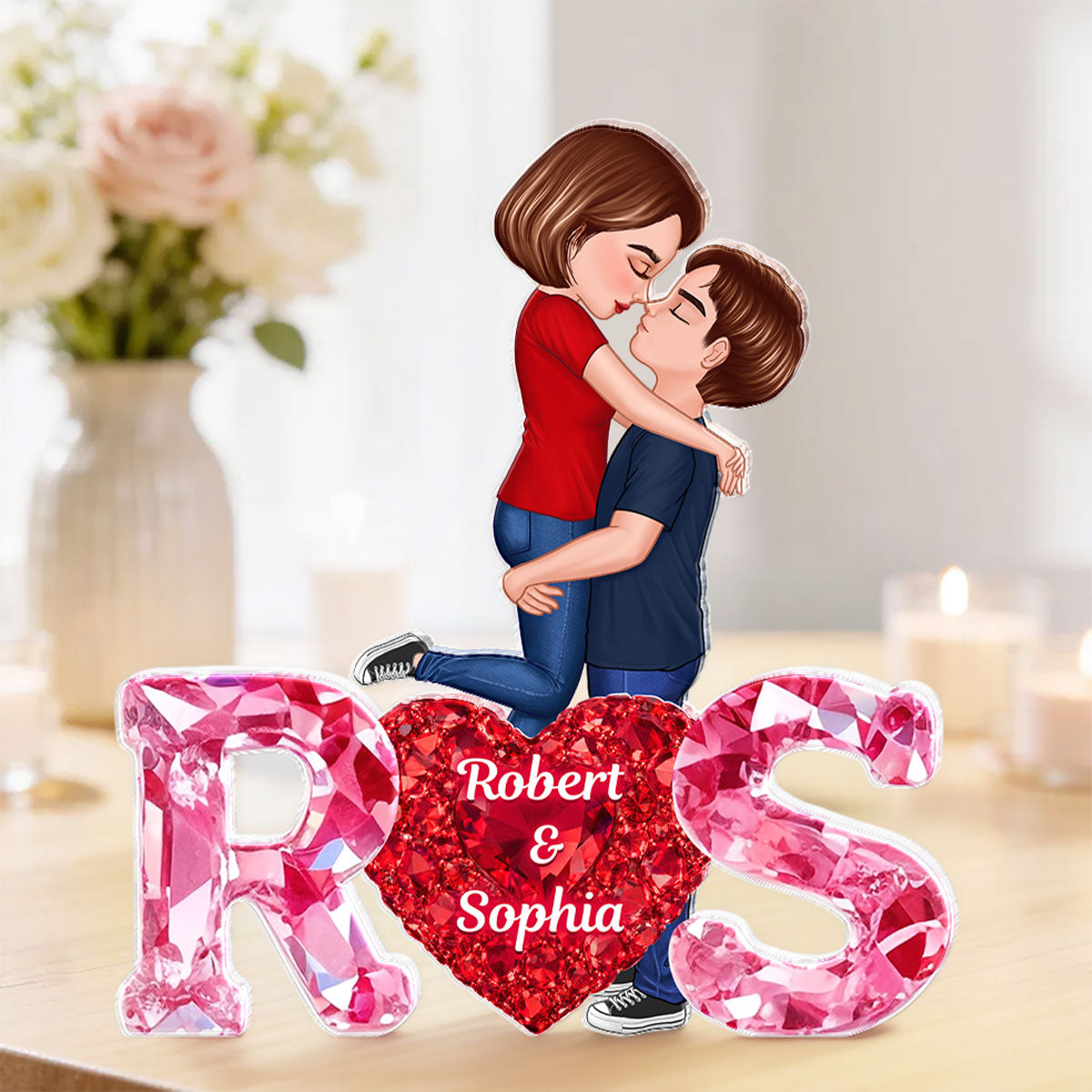 Loving Couple Initial - Personalized Acrylic Block Plaque - One of a Kind Gift for Her, Gift for Him