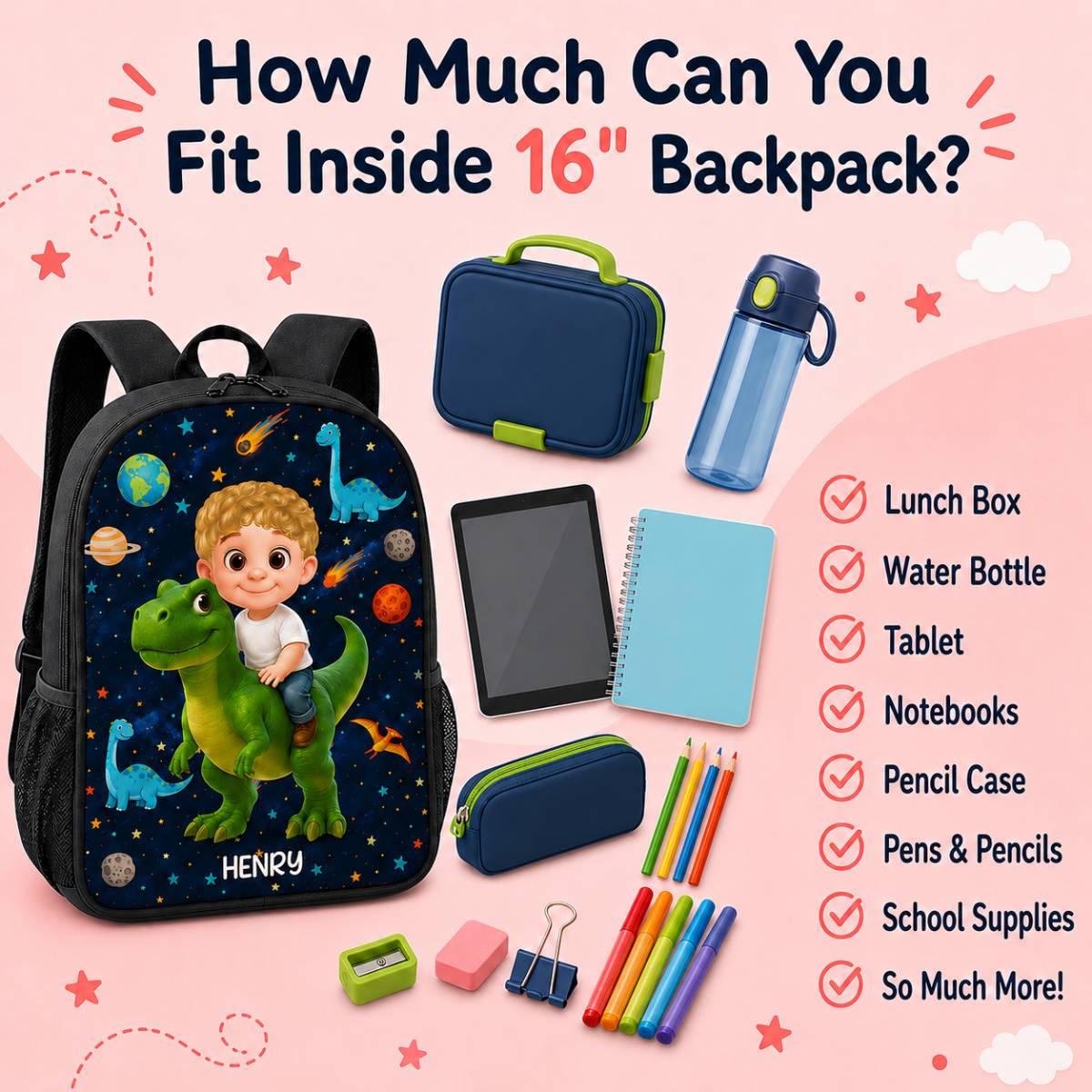 Dinosaur Adventure for Boys Girls - Personalized Backpack - Back to School Backpack for Kids