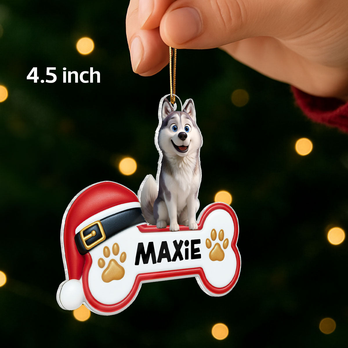 Custom Paw Cute Cartoon Dog - Personalized Acrylic Ornament - Christmas Gift for Dog Moms, Dog Dads