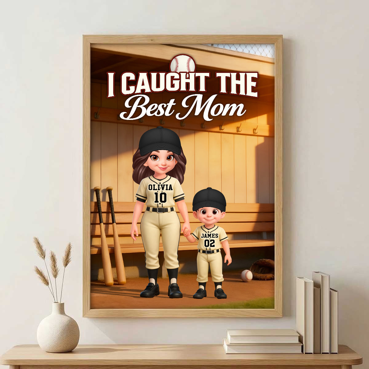 We Caught The Best Mom Baseball Dugout Mom And Kids - Personalized Poster - Mother's Day Gift For Baseball Mom