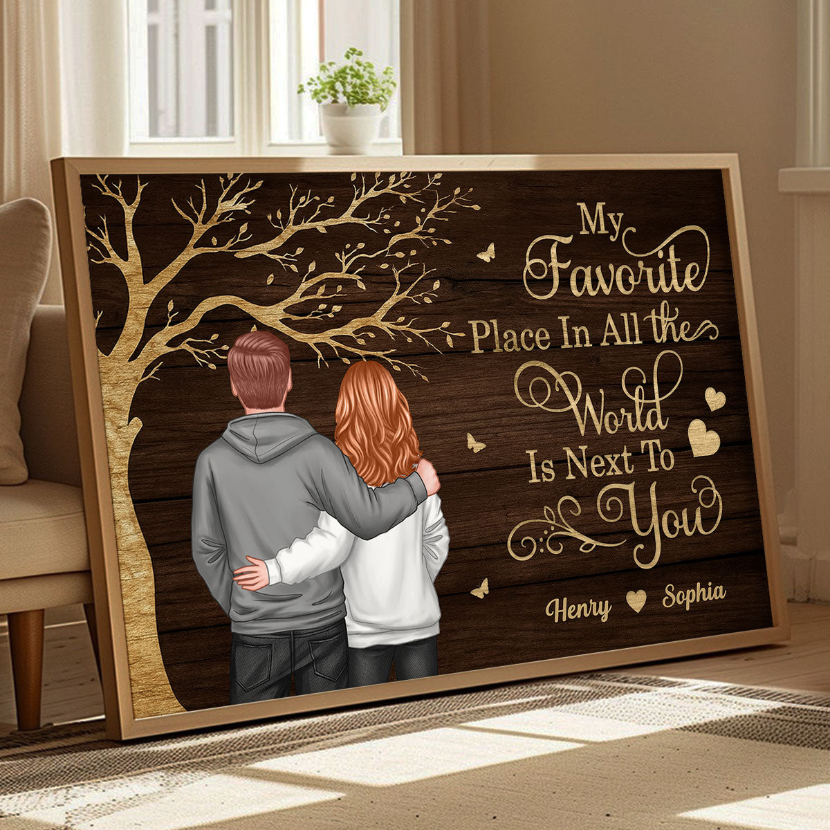 Favorite Place in All the World Couple Tree - Personalized Poster - Gift for him, Gift for her