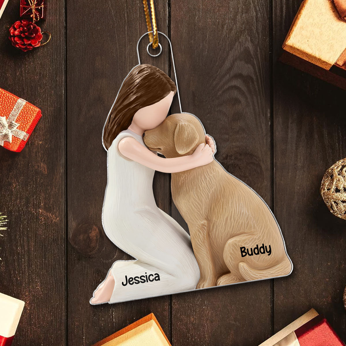 3D Effect Girl & Her Dog My Forever Best Friend - Personalized Acrylic Ornament