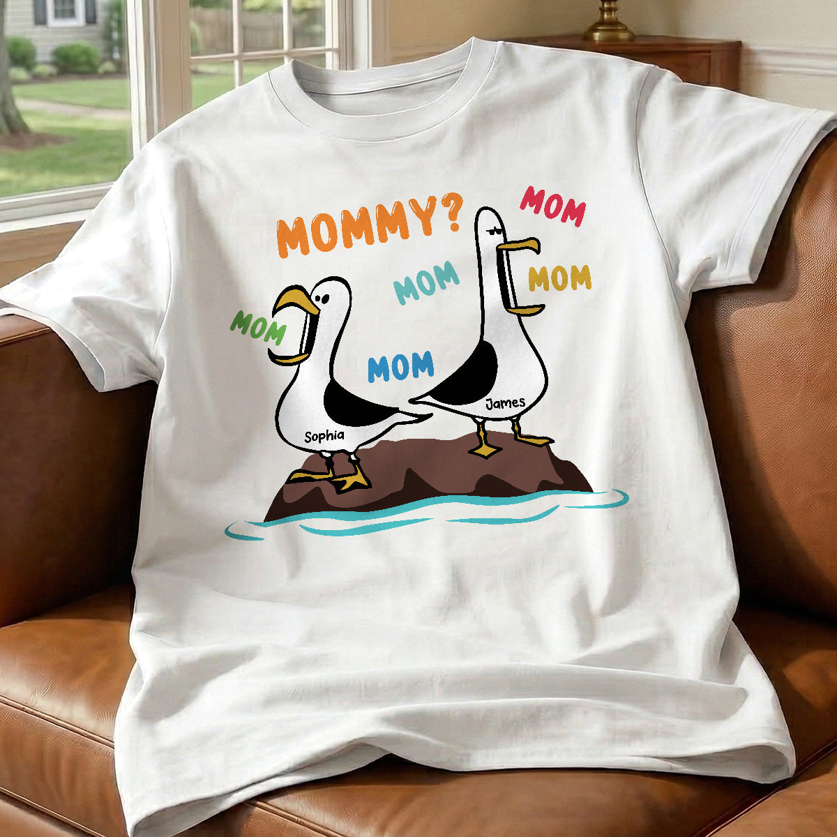 Seagull Mom Mom Mom Colorful - Personalized Shirt - Funny Mother's Day Gift For Mom