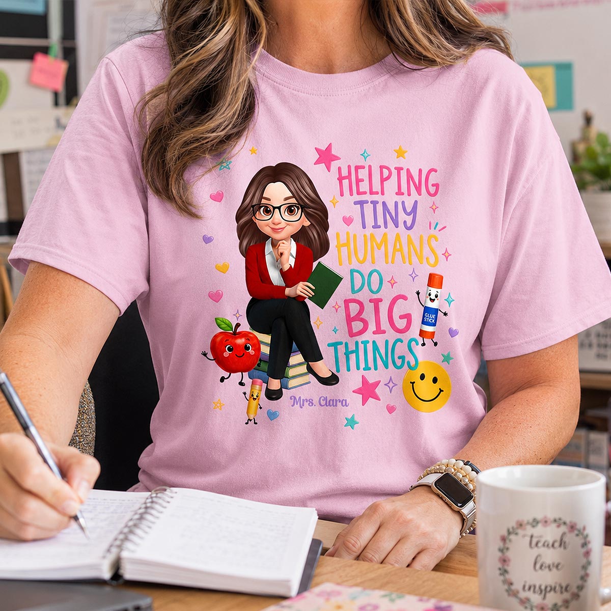 Helping Tiny Humans Do Big Things - Personalized Shirt - Back to School Gift For Teacher