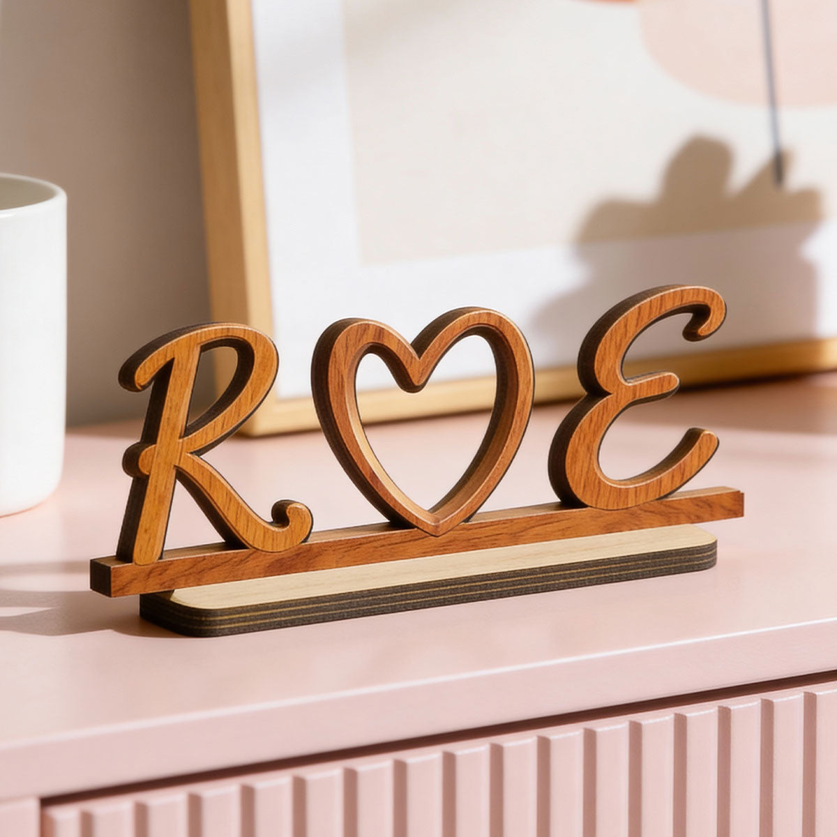 Couple Initials Heart - Personalized 2-Layered Wooden Plaque - Valentine's Day Gift for Her, for Him
