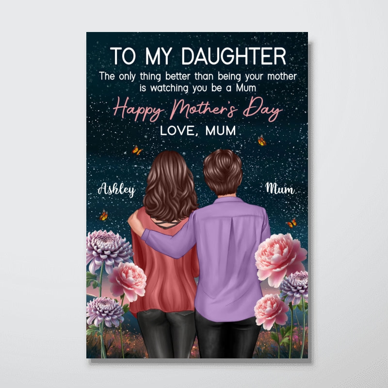 To My Daughter From Mum Happy Mother's Day Birth Flower Beautiful Hill At Night - Personalised Poster