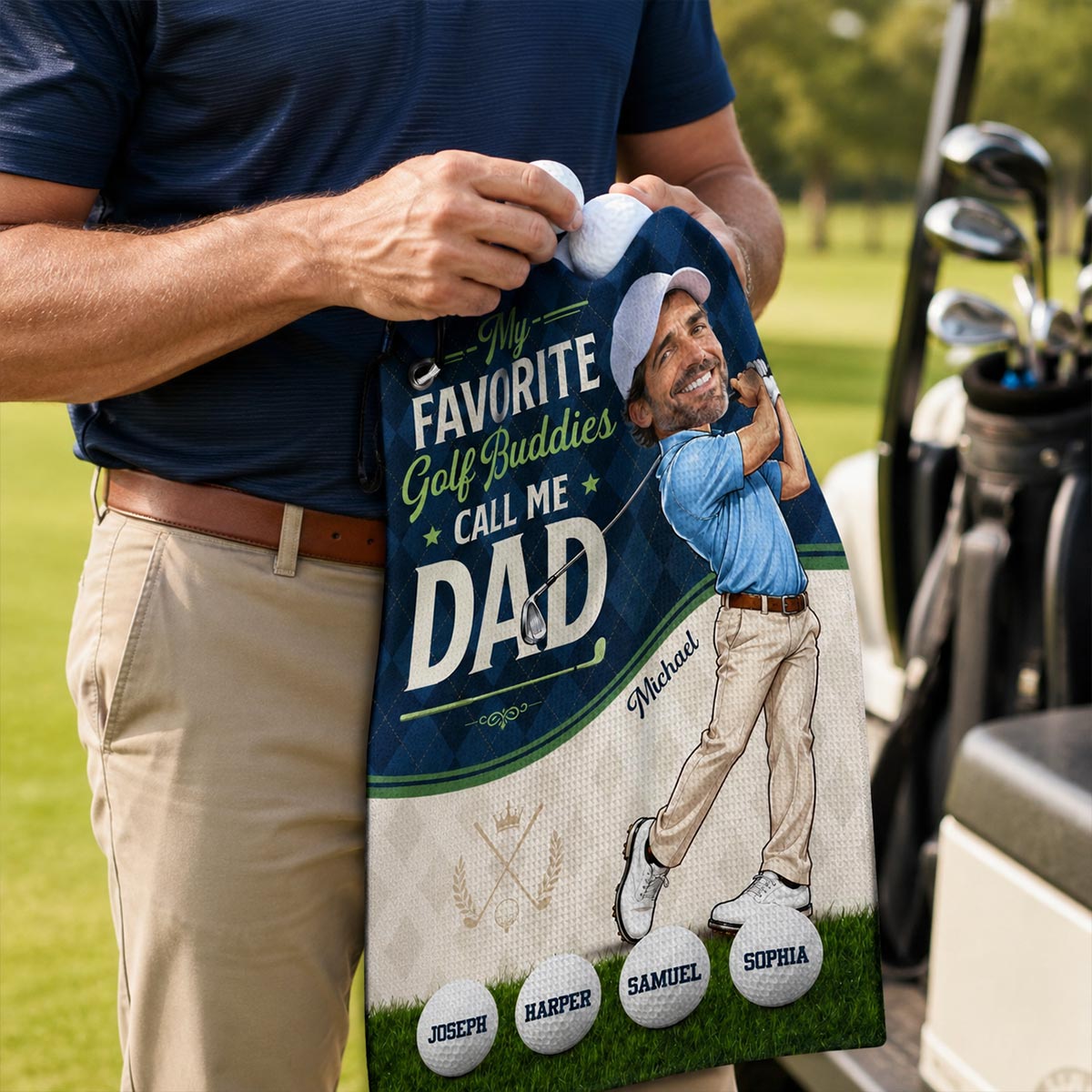 My Favorite Golf Buddies Call Me Dad Grandpa Custom Photo - Personalized Golf Towel - Father's Day Gift For Golfers, Husband, Dad, Grandpa