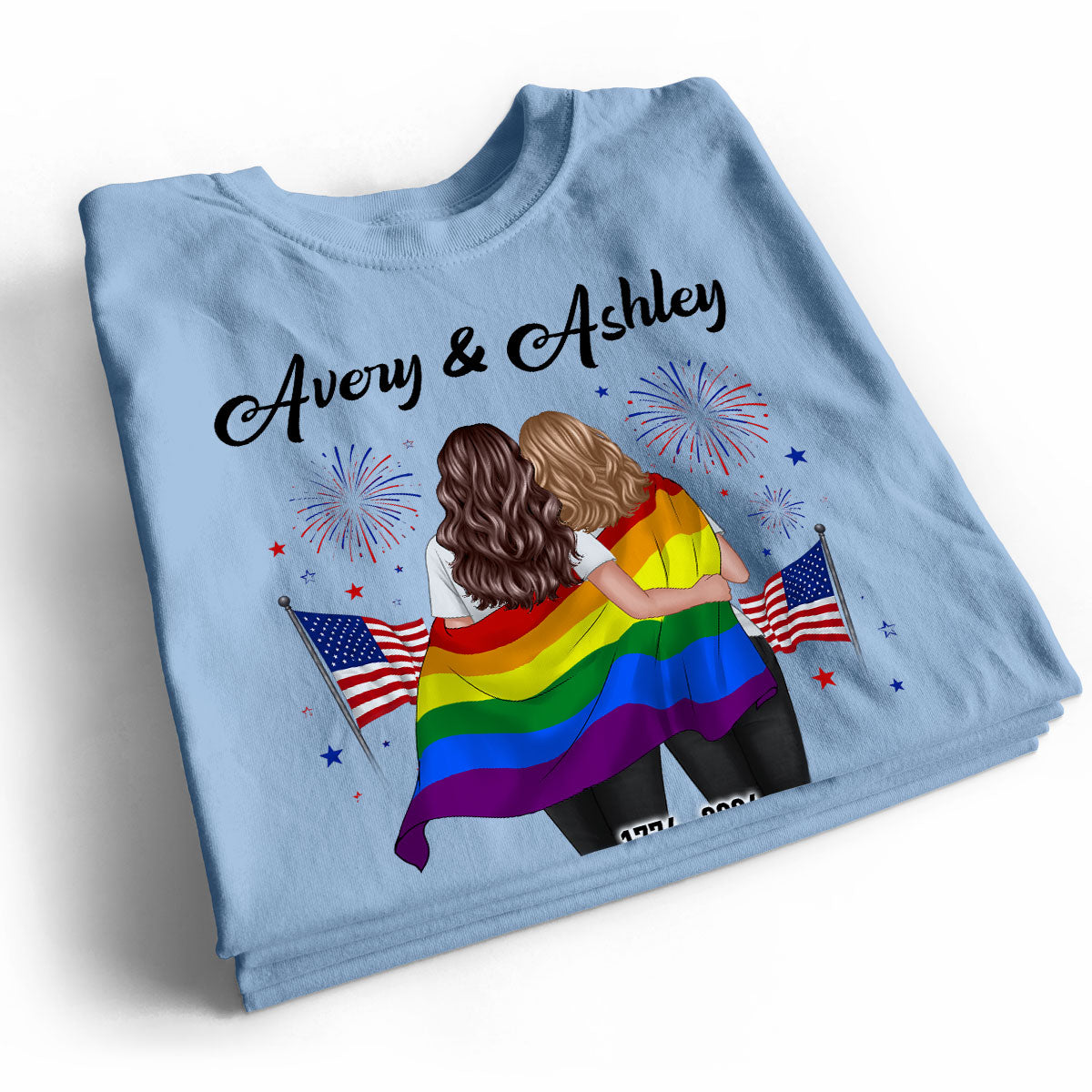 250 Years of Freedom LGBT Couple - Personalized Shirt - America 250th Anniversary