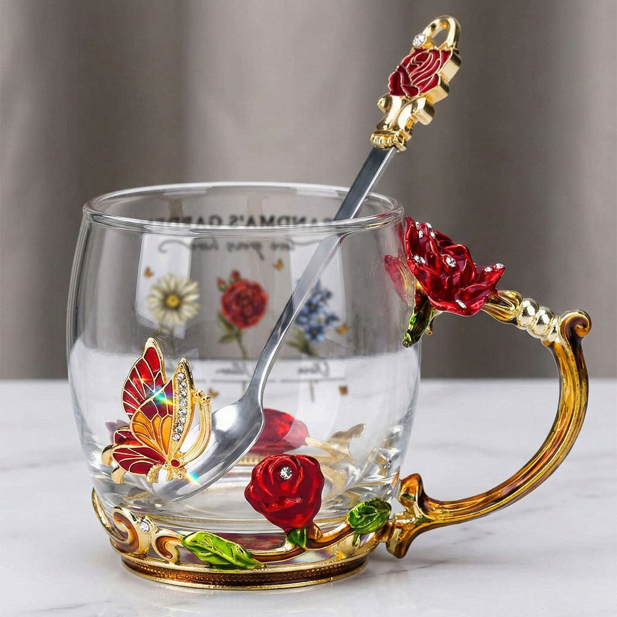 Vintage Grandma Garden Custom Birth Month Flowers - Personalized Enamel Flower Tea Cup - Gift For Grandma, Mom