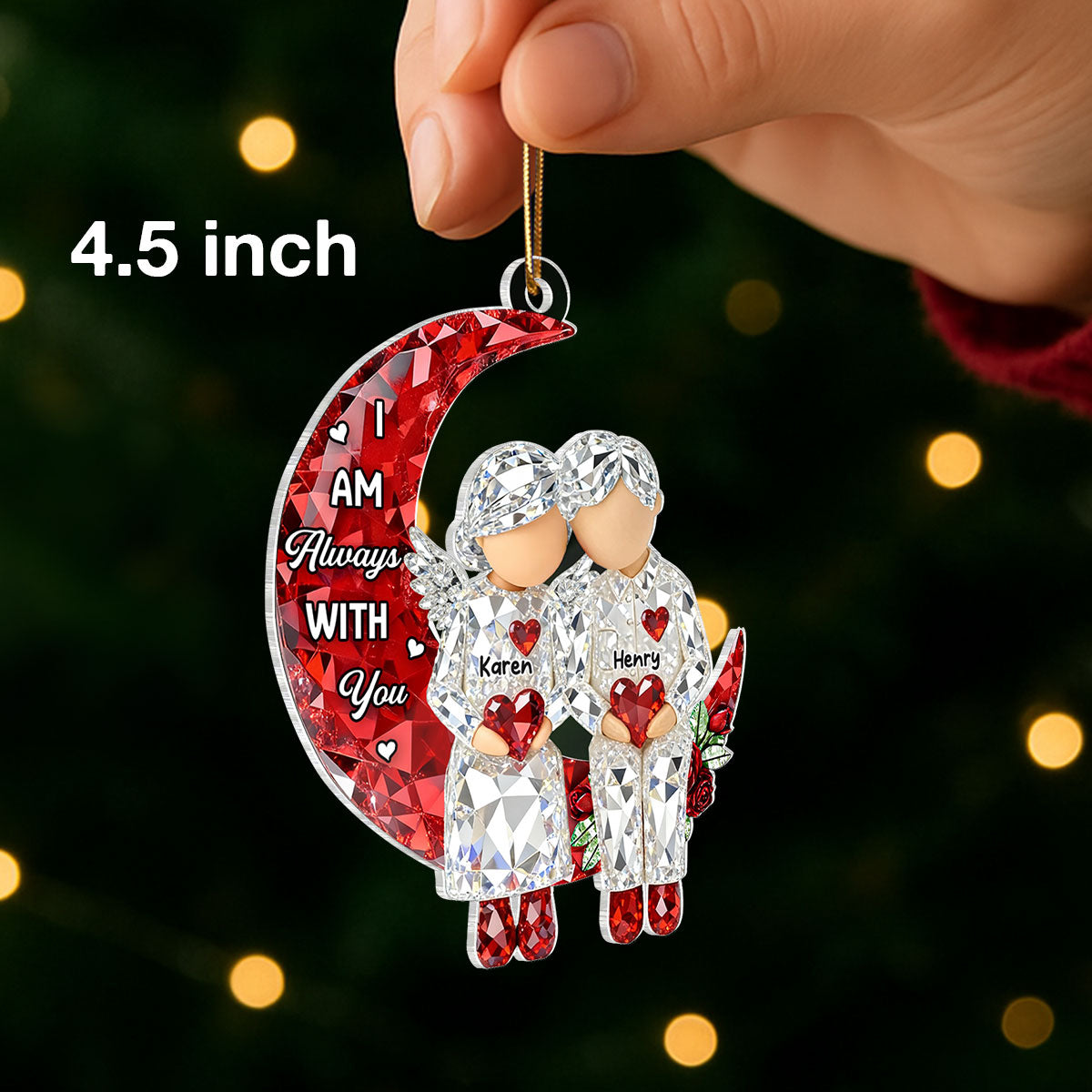 3D Crystal Effect Memorial Moon Keepsake - Personalized Acrylic Ornament - Sympathy Gift for Loved Ones