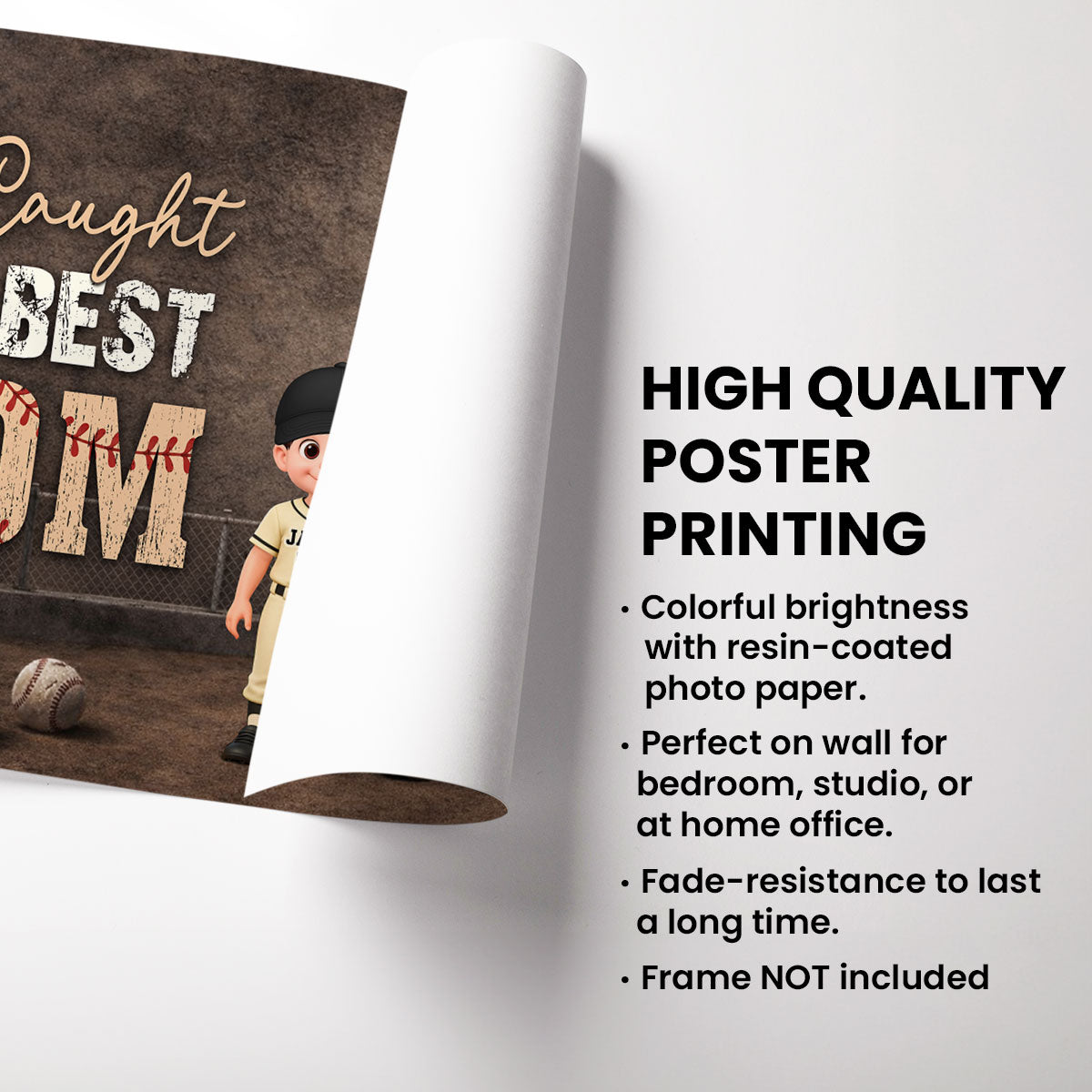 Baseball Field We Caught the Best Mom - Personalized Poster - Mother's Day Gift for Mom, Wife