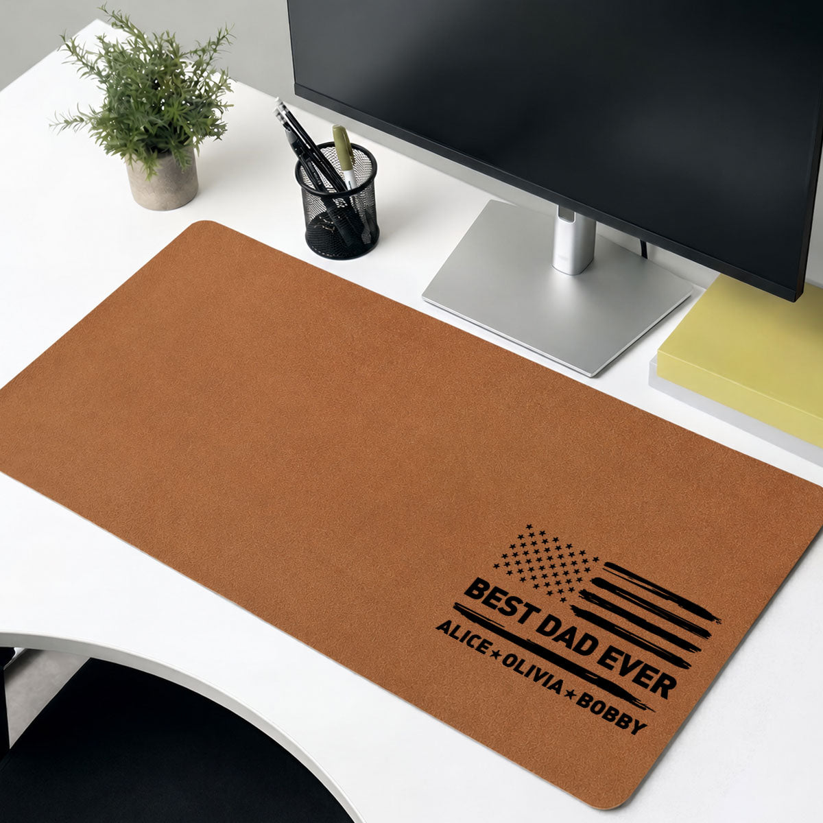 Best Dad Ever Nation Flag - Personalized Desk Mat - Father's Day Gift For Dad, Husband