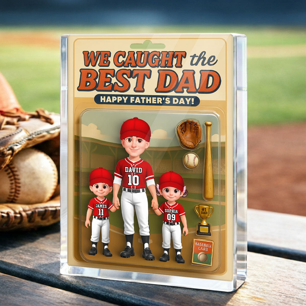 Baseball Things We Caught The Best Dad - Personalized Acrylic Block Plaque -  Gift For Baseball Dad
