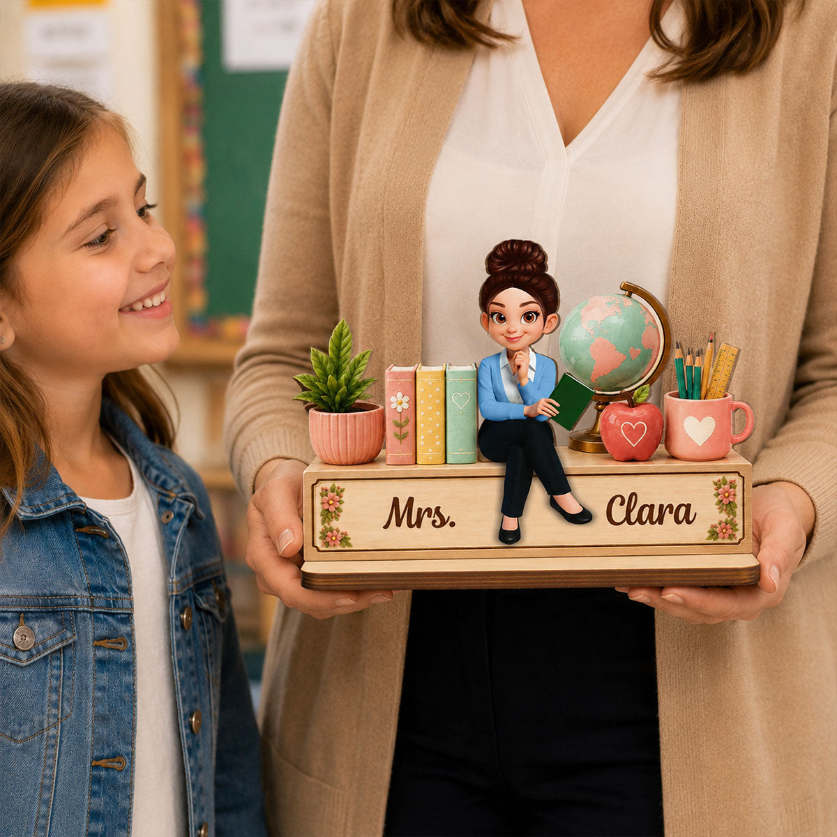 Teacher Sweet Desk Nameplate 2D Flat - Personalized Wooden Plaque