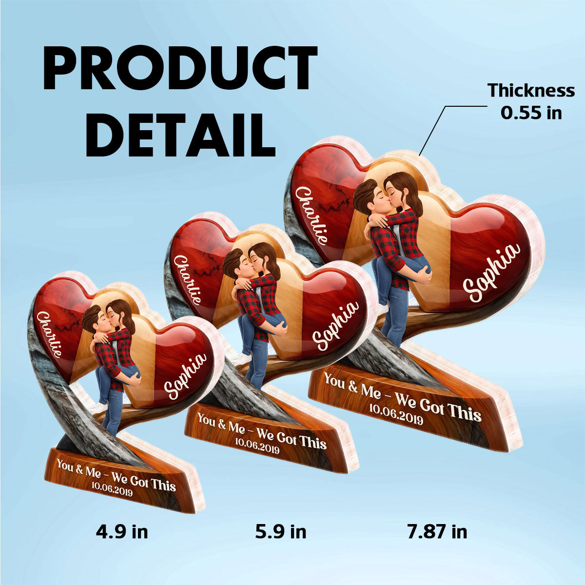 Couple Heart You & Me We Got This - Personalized Acrylic Block Plaque - Anniversary, Valentine's Day Gift, Gift For Him, Gift For Her