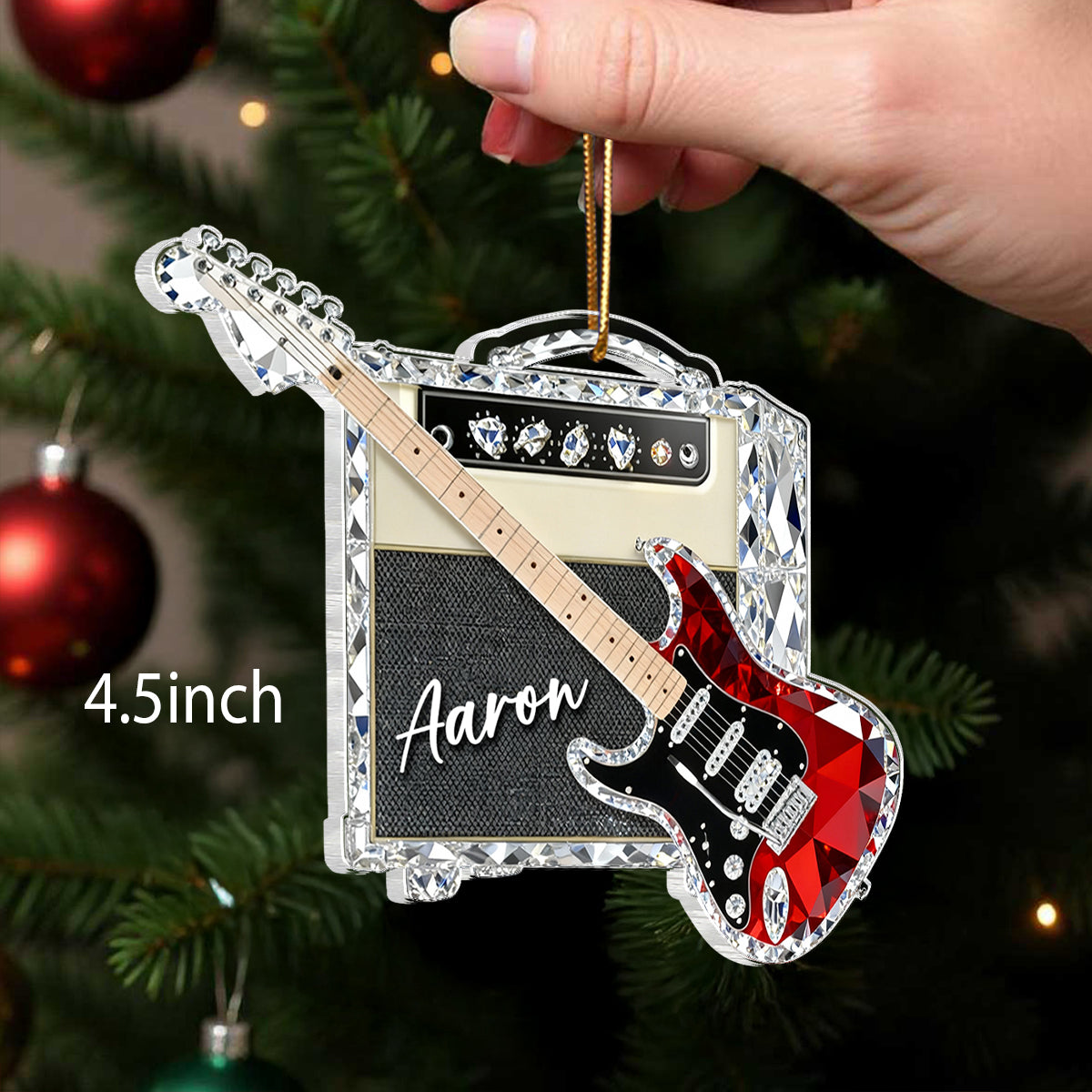 Guitar Music Crystal Effect - Personalized Acrylic Ornament - Unique Christmas Gift For Guitarist