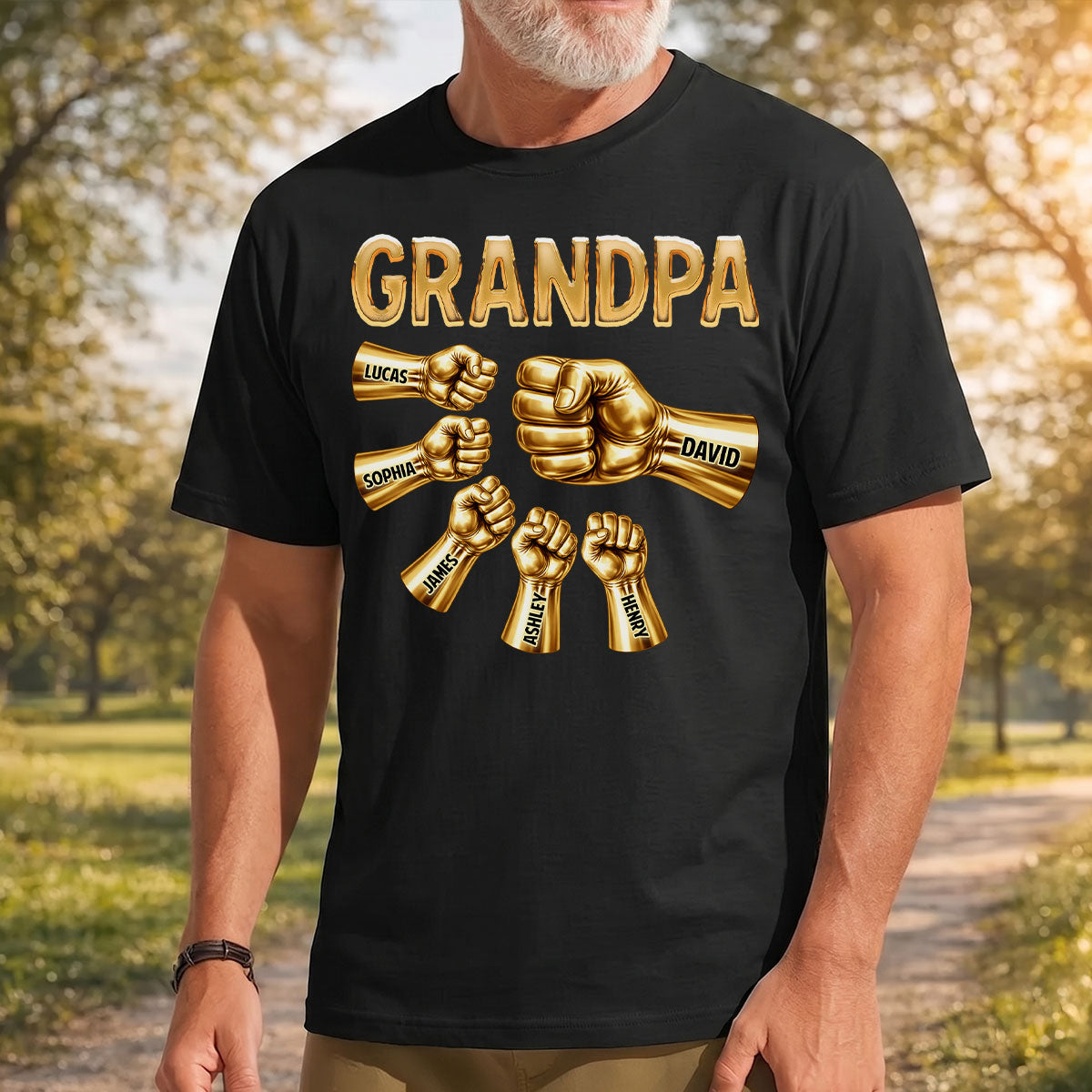 Grandpa Dad Strong Fist Bump - Personalized Shirt - Father's Day Gift For Grandpa